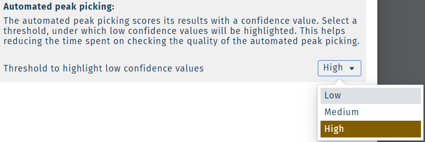 Confidence value settings