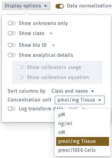 Display options