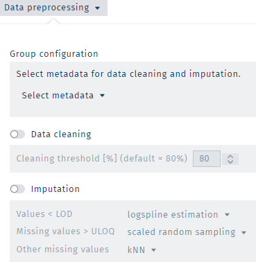 Data preprocessing options