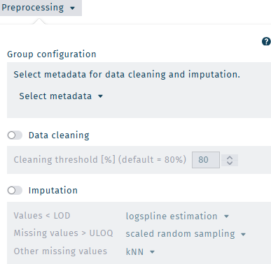 Preprocessing options